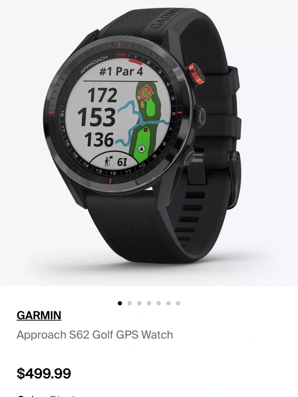 garmin Approach S62 Smartwatch in Black with Red Accents